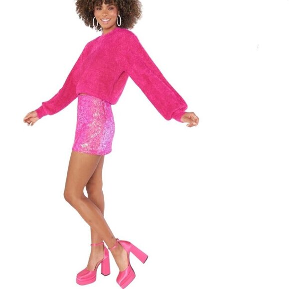 Show Me Your Mumu Vienna Sweater Pink Cozy Soft Balloon Sleeve Size M - Picture 7 of 11